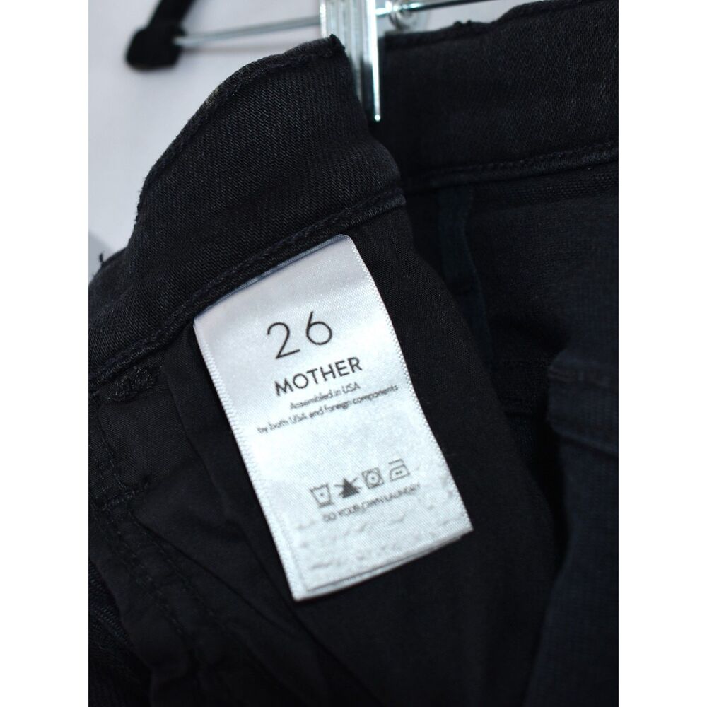Mother NWT The Hustler Roller Sneak Jeans Wide Leg Not Today Satan Black Size 26 - Picture 10 of 15